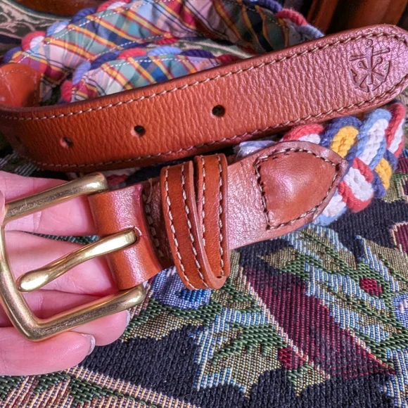 Kiel James Patrick Multicolor Braided Belt with Tan Leather Trim - Picture 3 of 5